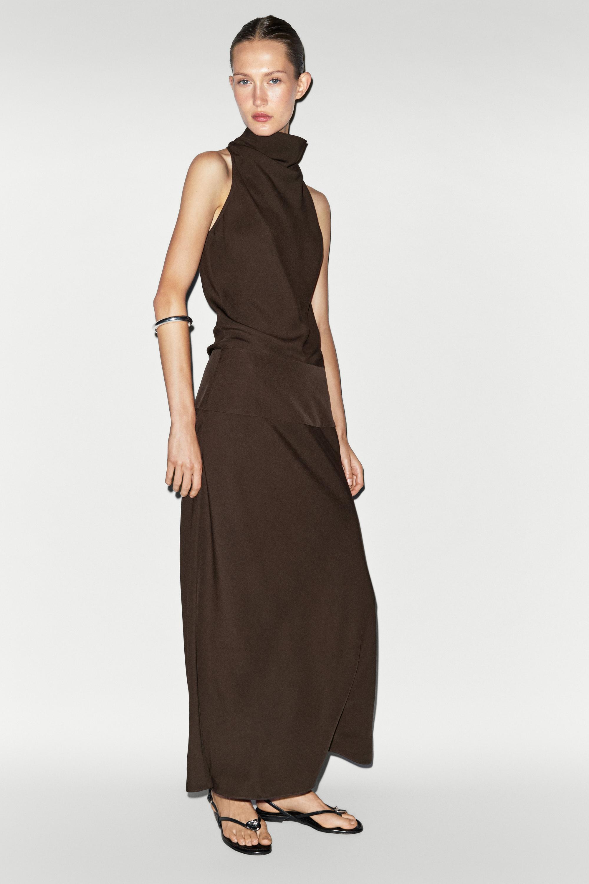 Halter midi dress with waistband detail